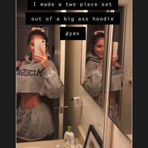 Champion hoodie I cut into a crop top and skirt!♥️